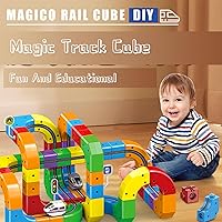Vista 6 de Magnetic Suction Rail Electric Train Set 3D Magic Flexible Race Track, 123 Pcs Race Car Track Block with Anti-Gravity, Educational Toy Boys Girls