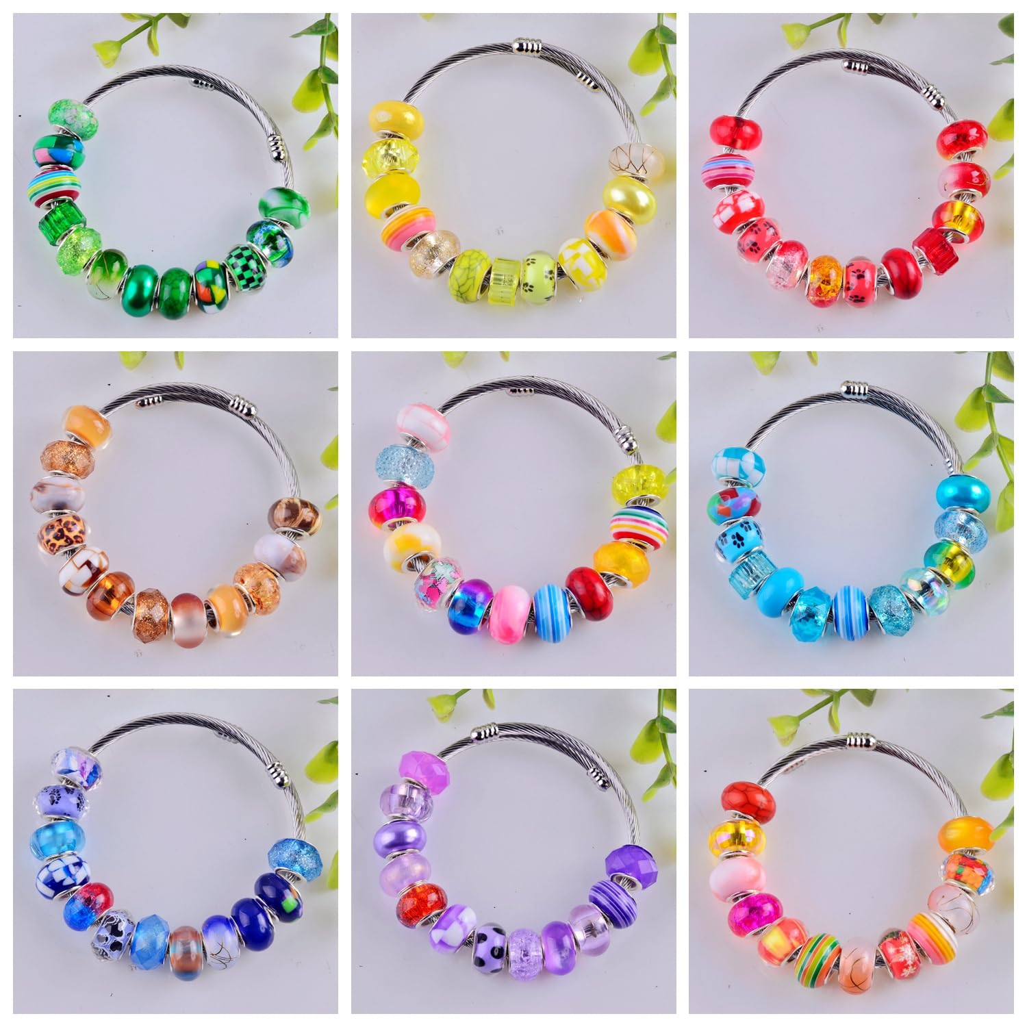 Cuentas de agujero grande para hacer joyas, 100 cuentas europeas de 15 mm para bolígrafos, cuentas espaciadoras de cristal de Murano para manualidades, decoración de estacas