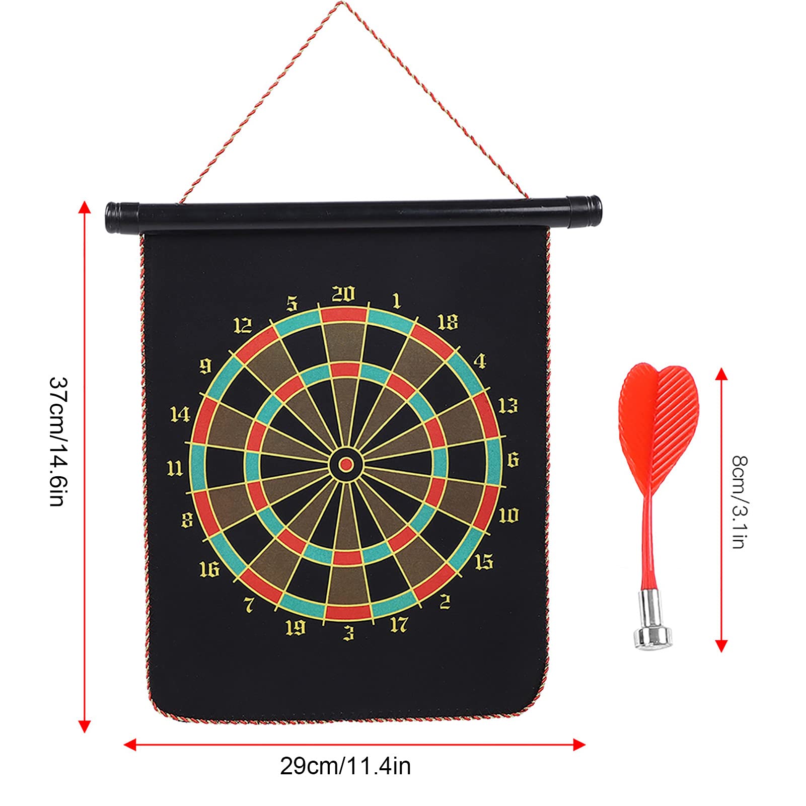 Children's Double-Sided Magnetic Dartboard, 12-Inch Thickened Reversible Dartboard, Comes with 4 Darts, Suitable for Children and The Whole Family to Play Together Leisure Sports Fun
