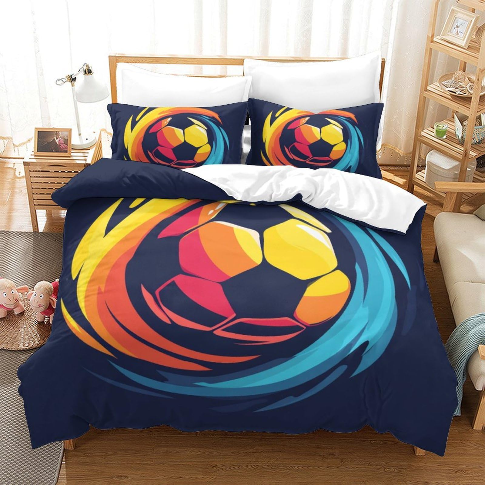 Housse de couette football king pour créer une chambre d'ado dynamique et moderne