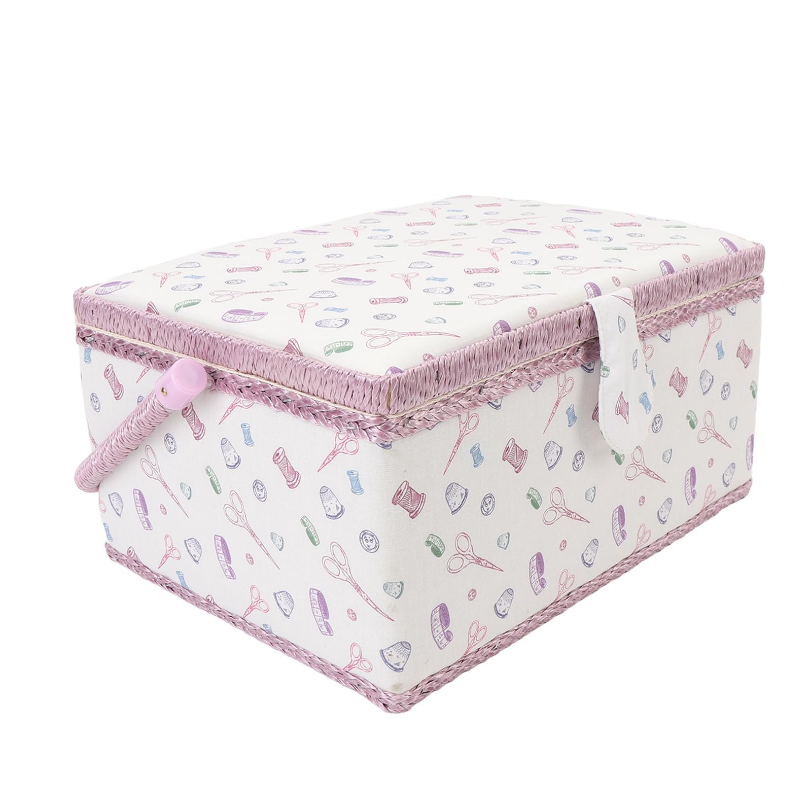Cesta de Costura para Caja de Almacenamiento de Tela, Organizador de Gran Capacidad con asa portátil, Compartimentos Transparentes para Agujas, Tijeras, Hilos, Accesorio