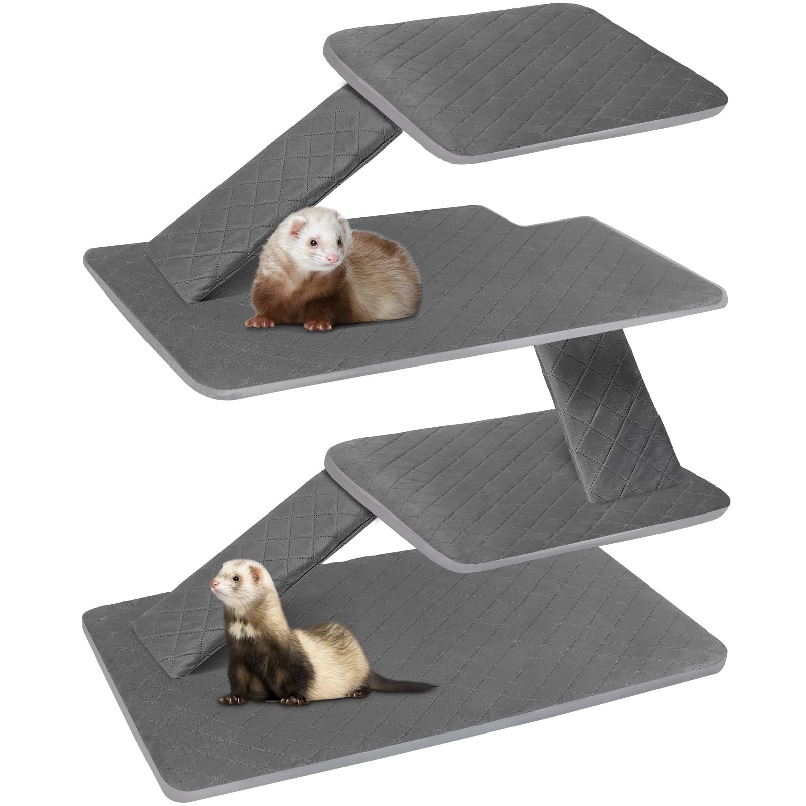 Ferret Cage Liner Set for Ferret Nation & Critter Nation Cage, Waterproof Ferrets Cage Accessories for Small Animals Rats Chinchillas Hedgehogs Ferrets(Gray, Double Unit Combo)