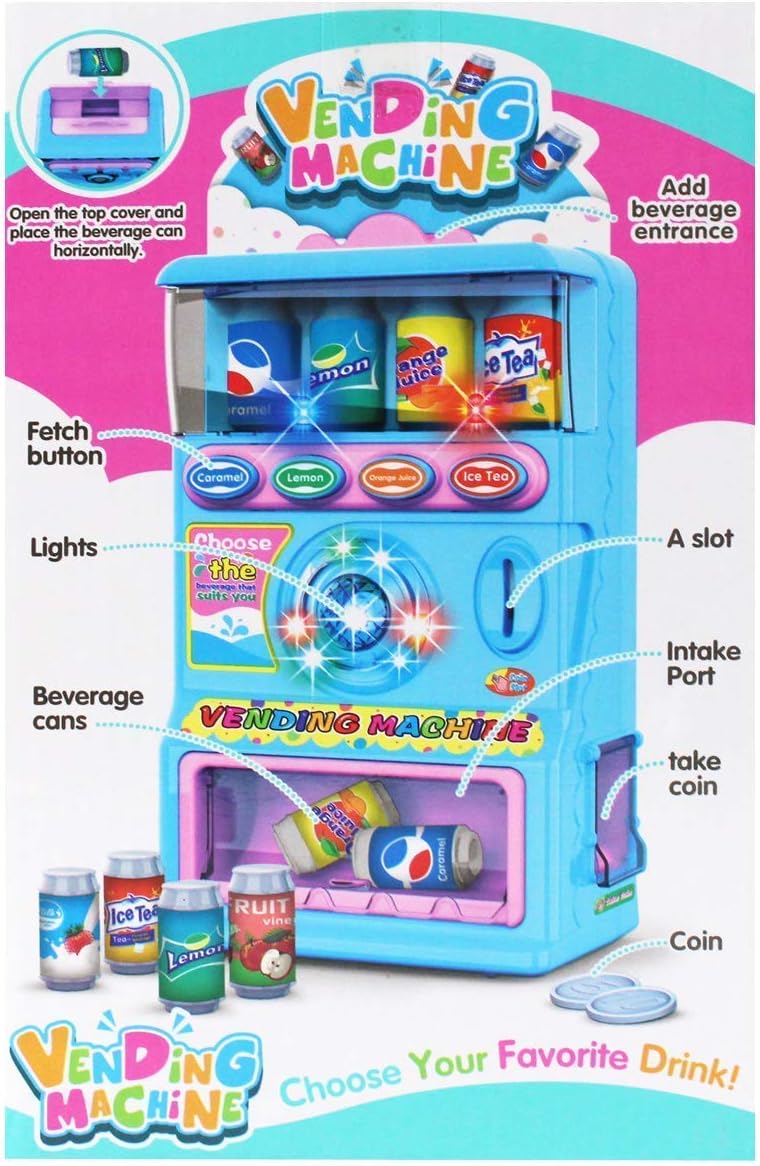 NIYAMAT® Pretend Play Vending Machine Toy for Kids with Light and Music Beverage Drink Machine Best Birthday Gift for Kids Pack of 1 Set (Assorted Color Dispatch) (Latest 2023)