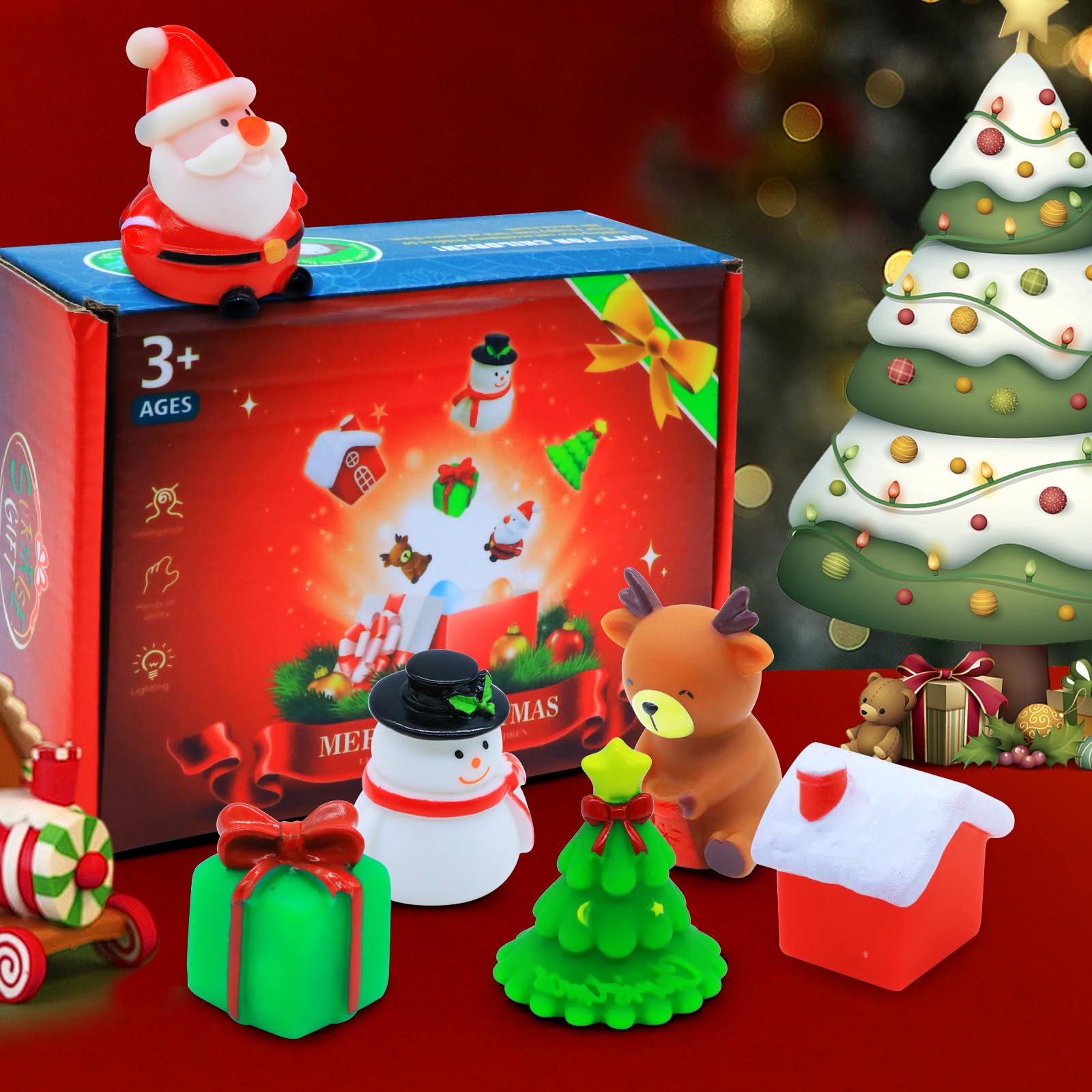 Juguetes de baño de Navidad para niños de 1 a 3: 6 paquetes de juguetes de baño flotantes brillantes para niños y niñas, regalos de Navidad de cumpleaños, juguetes de baño para