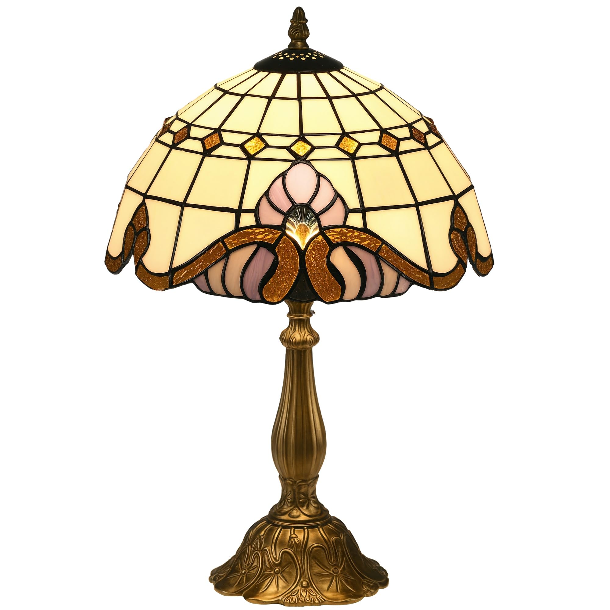 HOMCOM Table Lamp - Stained Glass - Multi-Coloured