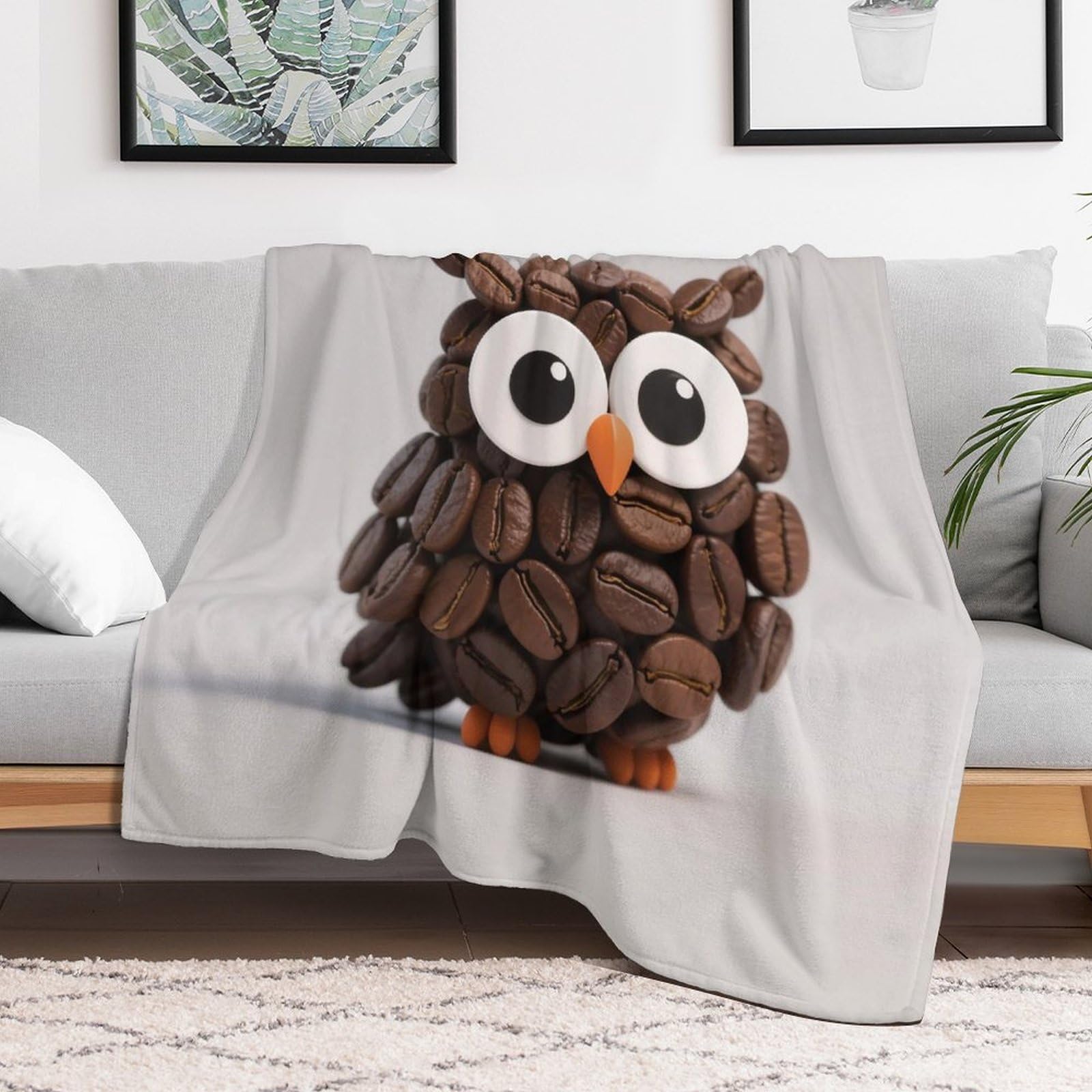 Custom Cute Owl Blanket Lightweight Flannel Fleece Throw for Couch Sofa Bed Luxury Soft Cozy Plush Lap Bedtime Blanket for All Seasons Bedroom Home Decor Gifts 30x40