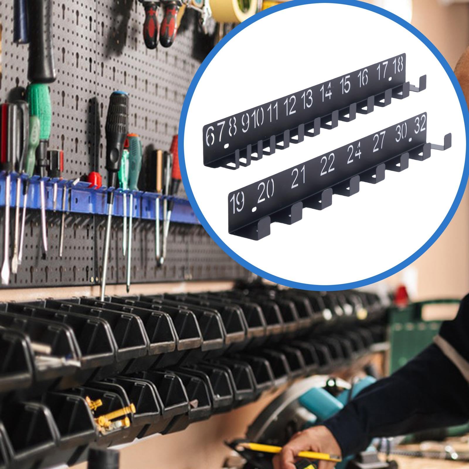 Organizzatore Da Parete Per Chiavi Inglesi – Supporto In Acciaio Per 20 Chiavi, Da 6 A 32 Mm, Con Viti E Tasselli Inclusi, Per Garage E Officina