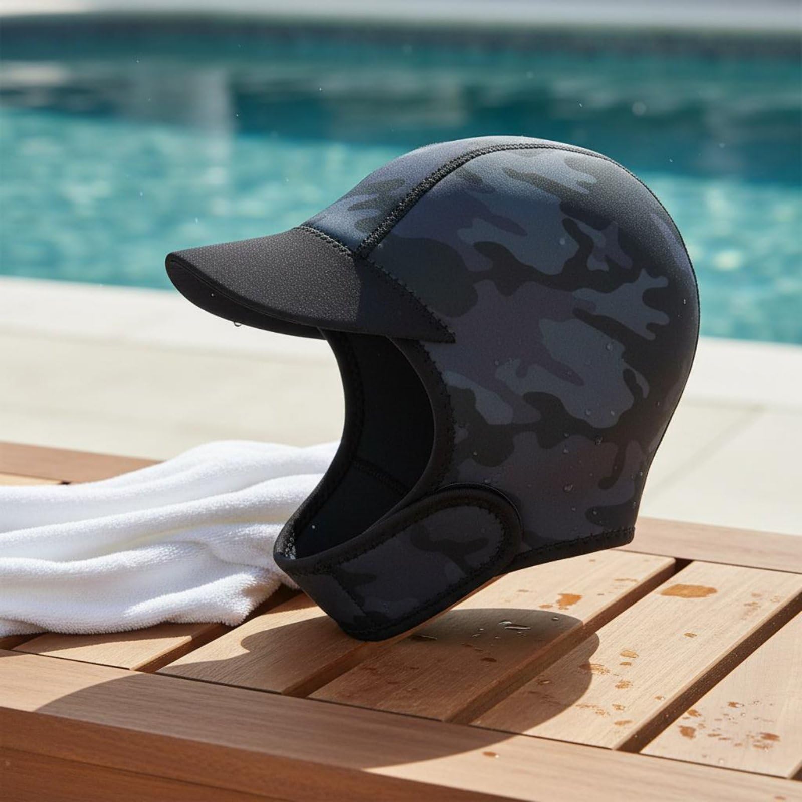 Gralara Neopreno Gorro de Buceo Capucha de Buceo Sombrero de Natación Capucha de Traje de Neopreno con Aislamiento 2mm y Cierre de Mentón Adecuado para Aguas Frías Exploración Marina Surf Kayak
