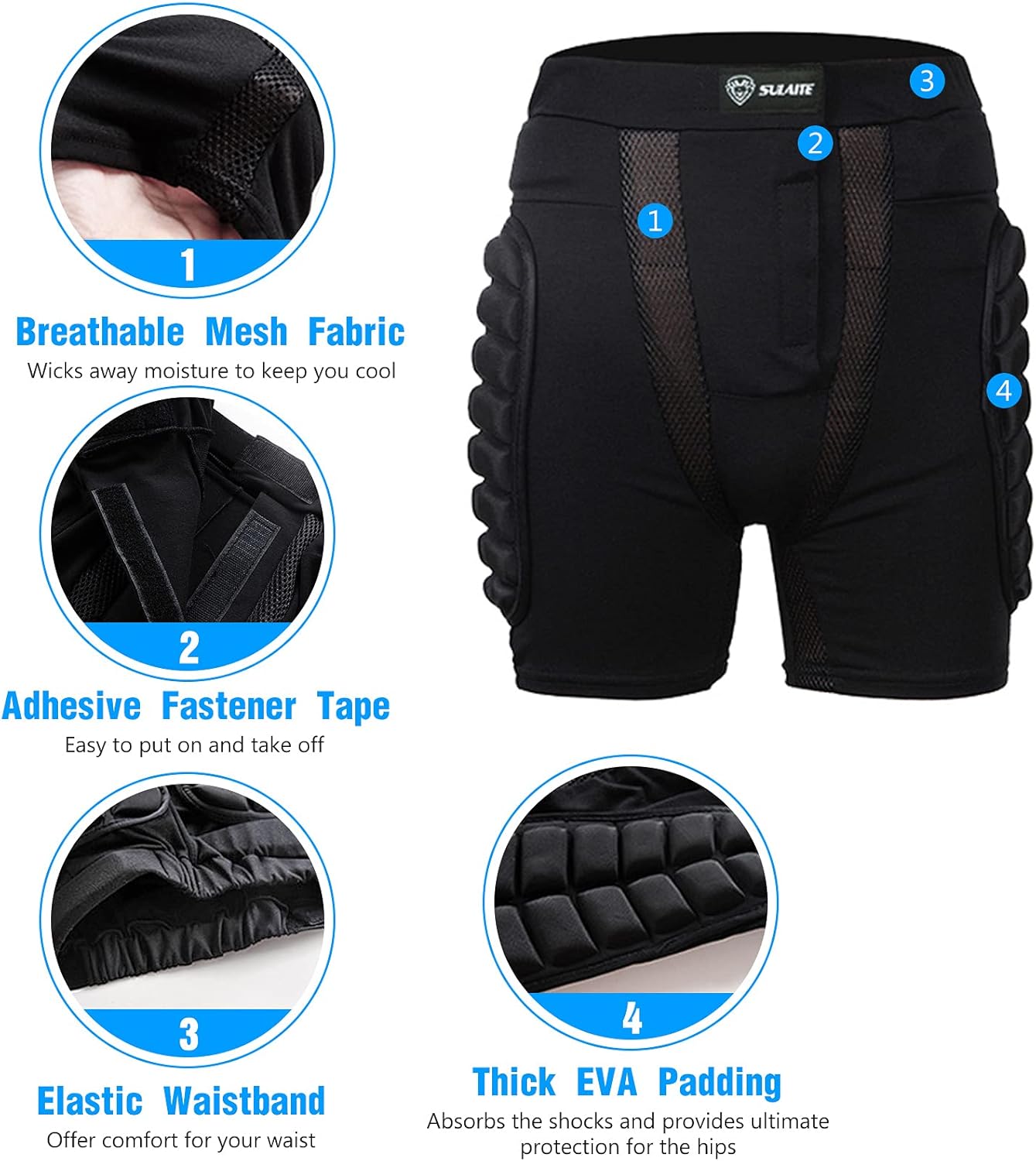 doorslay Hip Butt Protection Padded Shorts Armor Hip Protection Shorts Pad for Snowboarding Skating Skiing Riding : Sports & Outdoors