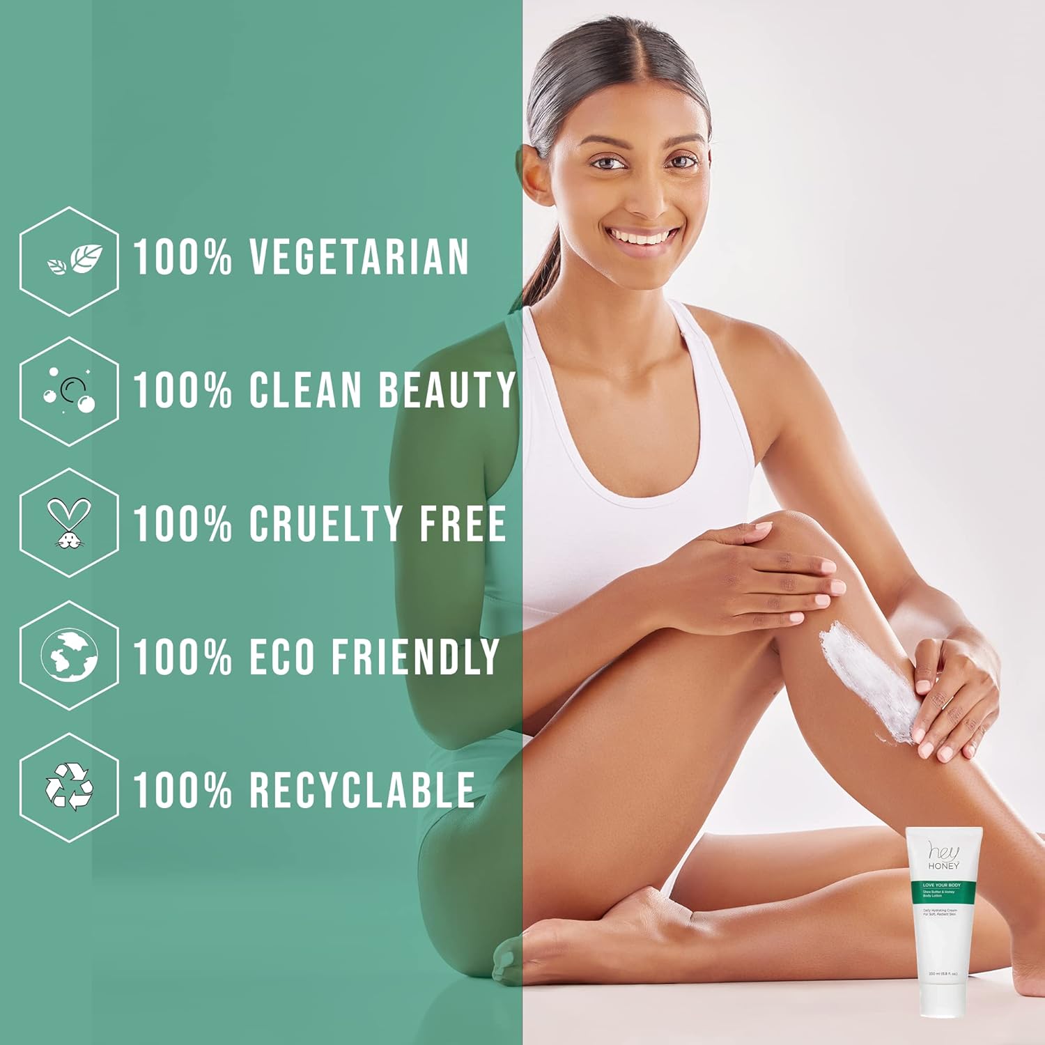 Hey Honey Skincare Love Your Body Shea Butter & Honey Body Lotion | All Over Body Moisturizing For Dry Skin Softens & Replenishes While Providing A Natural Glow & Skin Elasticity | 6.8 Oz.