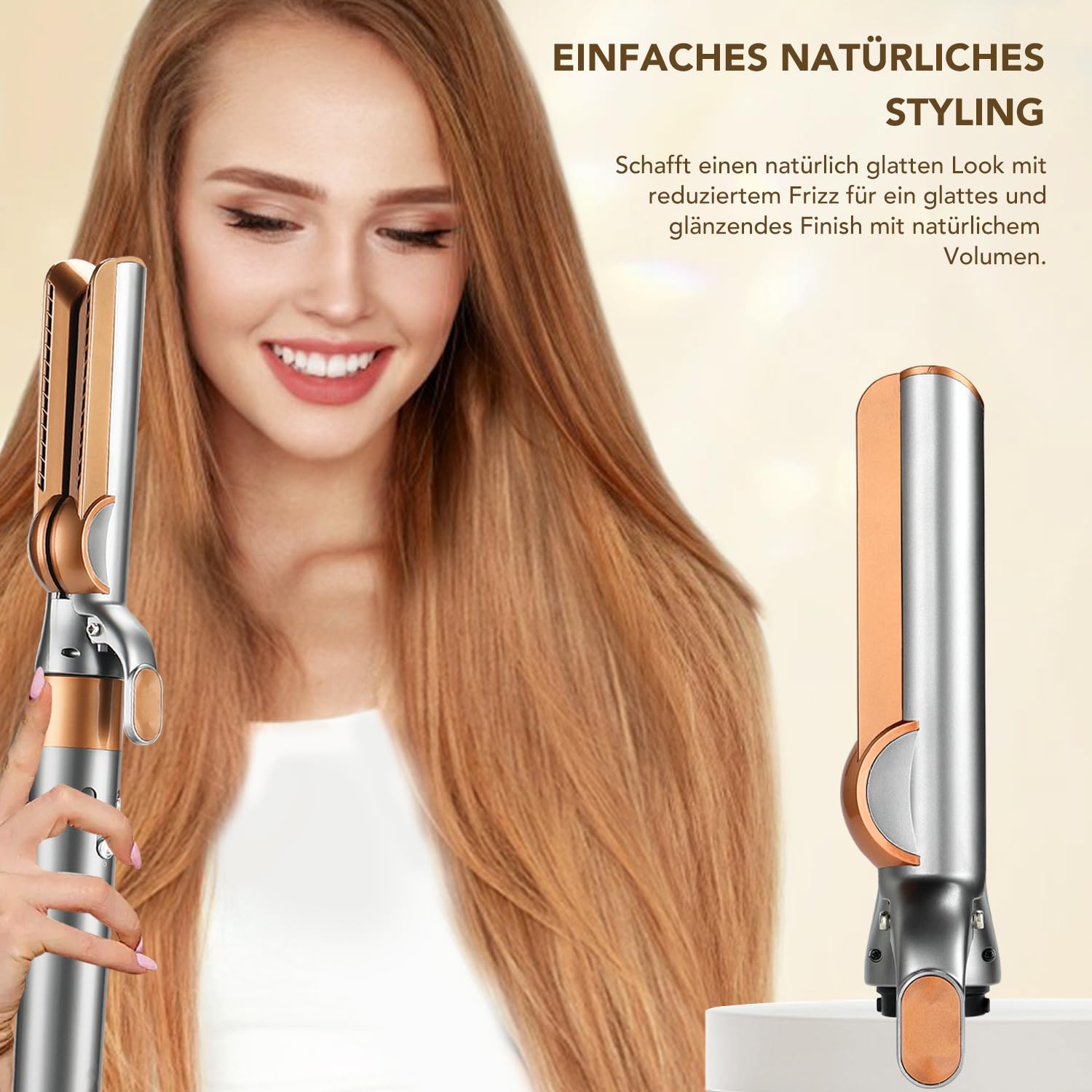 Glatteraufsatze fur Dyson Airwrap mit Airflow Technologieohne heilse Platten fur sanftes Haarstyling mit wenigerSchaden, Kompatibel mit HS01/HS05/HS08, Kupfer