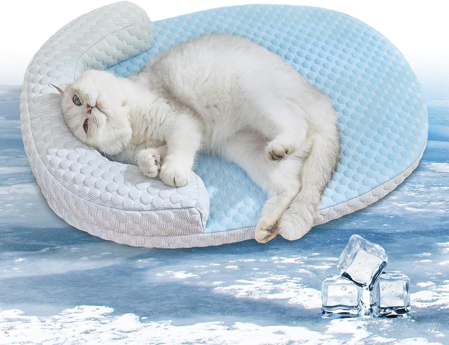 CATISM Katzenkuhlbett Waschbar60 * 46cm lit U-fōrmigem Kopfkissen Katzen Bettchen fur Katze HundeKihlmatte Fur Katzen Hnd Kuhlende Latte Haustiermatte