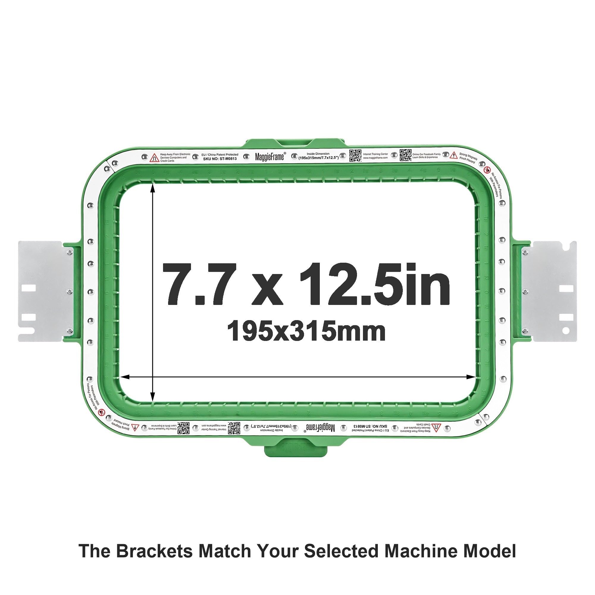 Brewland Bastidor de bordado magnético 195x315mm para Smartstitch S-1501 | Compatible con Smartstitch S-1502HC, S-1501 Ultra, S-1501 Plus; 7.7x12.5inch