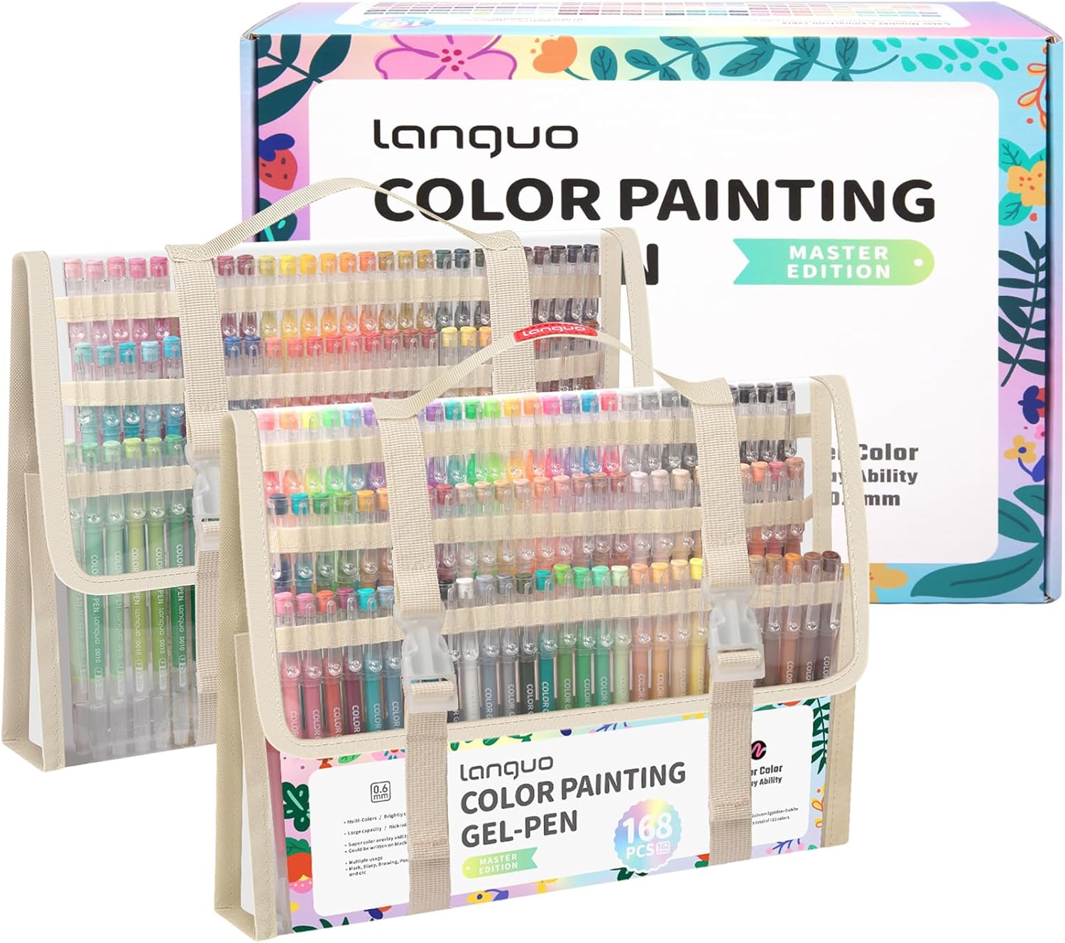 Gel Pens For Coloring, 168 Pack Colored Pens for Black Paper & White Paper, 0.6MM Fine Point Pens for Coloring, Writing, Drawing, Journaling, Note Taking, School, Office, Home 168PCS-Gift Set-Multicolor