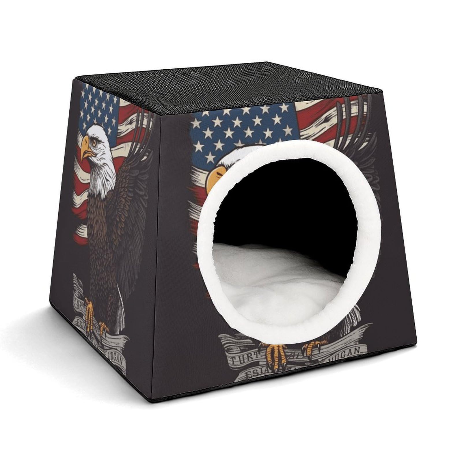 Niche capsule spatiale pour chats et petits chiens - Abri chaud motif patriotique américain