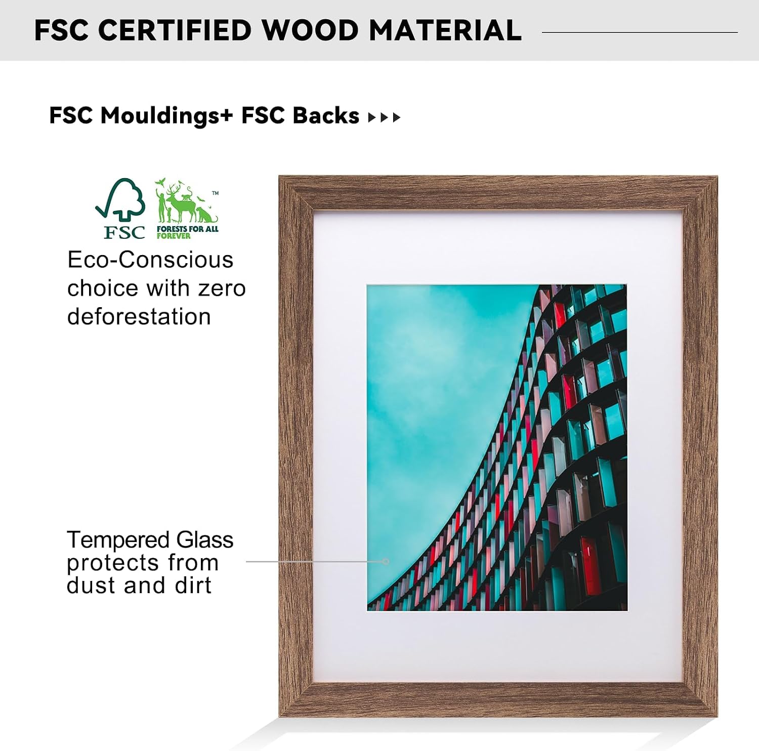 Boarding 12X16 Picture Frames with Shatter-Resistant Glass,Wood Photo Frame for 8x12 with Mat or 12 x16 without Mat,Sylvan Collection Poster Frames for Wall Display,Walnut,3 Pack