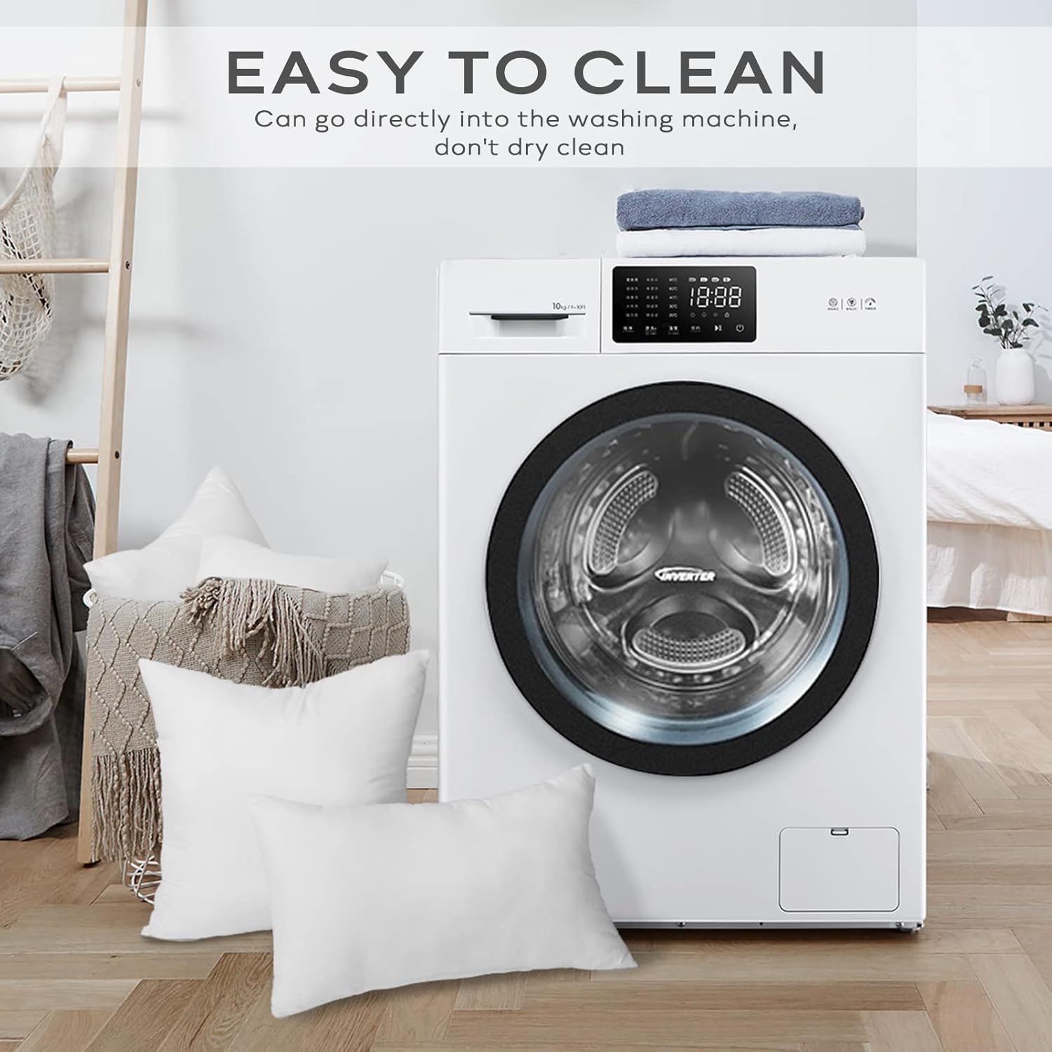 Ashler Throw Pillow Covers with Pom Poms Soft Particles Velvet, Ashler 18x18 Pillow Inserts