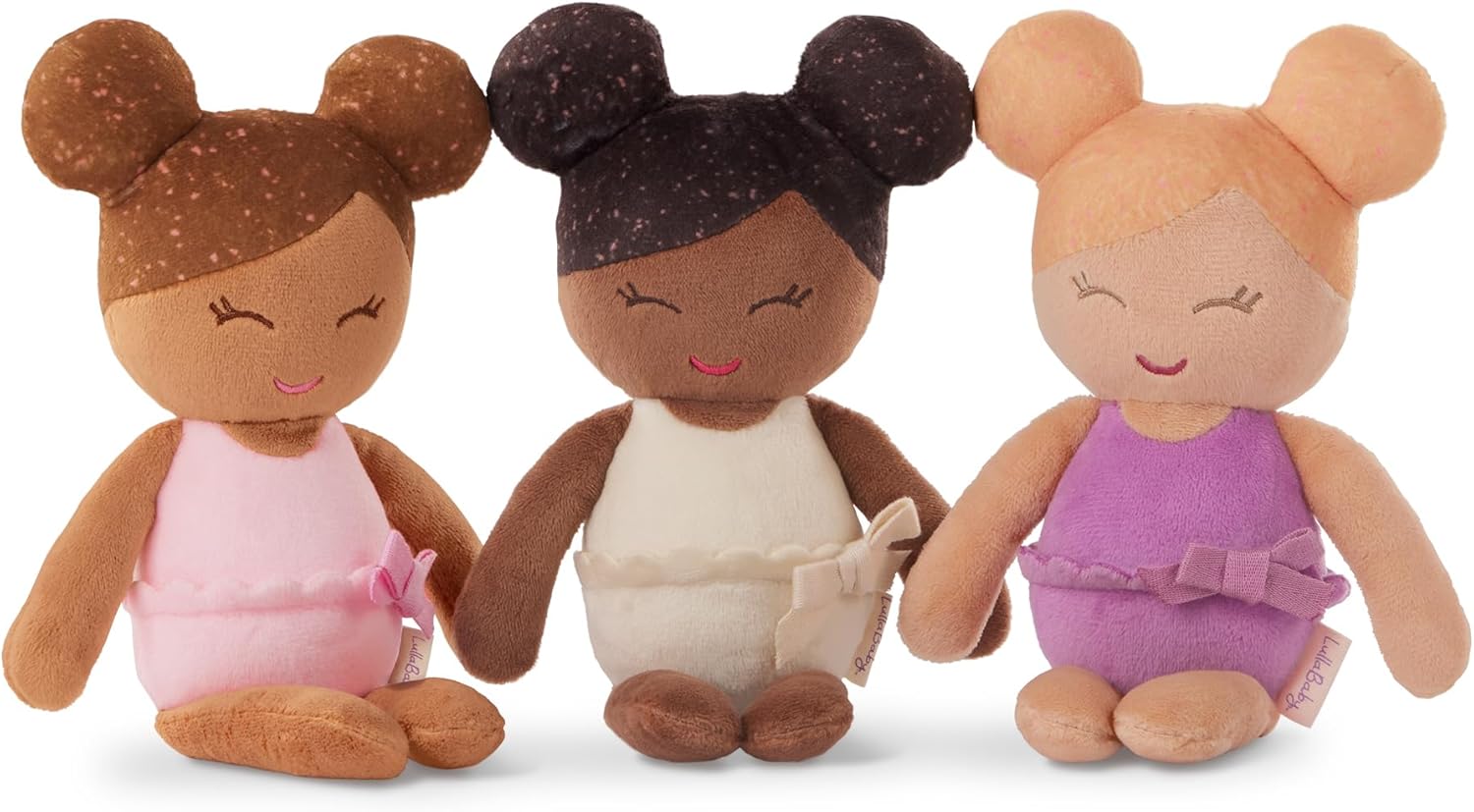 LullaBaby – Washable Bath Dolls for Real Water Play – 3-piece Set of Soft Plush Dolls – Carrying Basket with Cute Star Cutouts