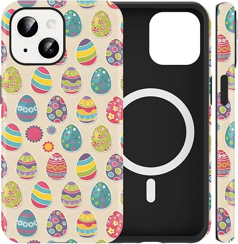 RUMDEY Cute Colorful Easter Eggs Phone Case for iPhone 15 6.1'', Compatible with