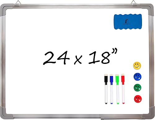 Juego de pizarra blanca de borrado en seco más 1 borrador magnético en seco 2 marcadores en seco y negro y 2 imanes Marcador de mensajes en