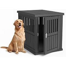 Dog House - Resin Outdoor Dog Kennel with Ventilated Design, Waterproof Dog Bed Shelter for Backyard, Garden & Patio