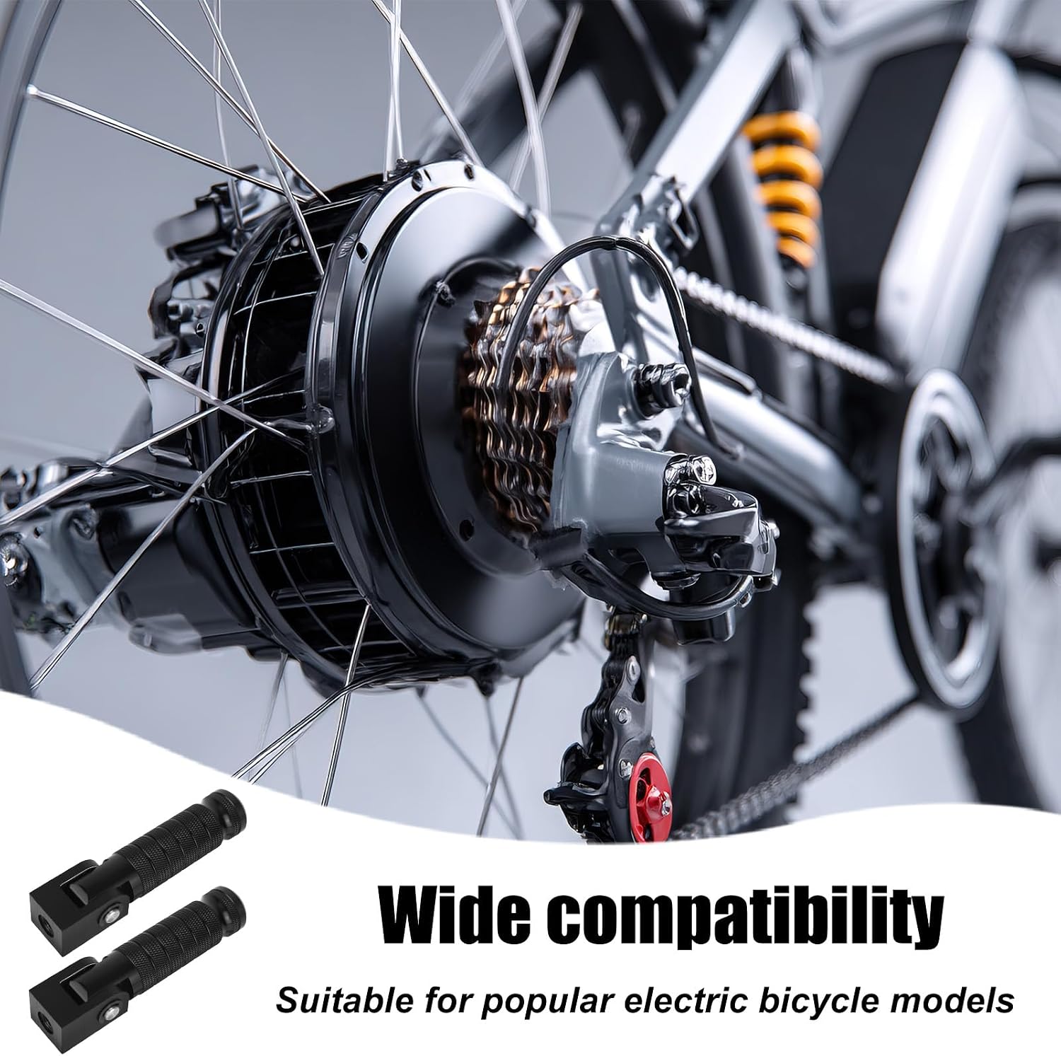 Penitue 2pcs Electric Bike Foot Pegs, Aluminum Alloy Foldable Rear Passenger Pedals with Anti-Slip Surface Parts Compatible with Ridstar Q20 Super 73 S1 S2 Y1 RX and Macfox X1S X1S X X2