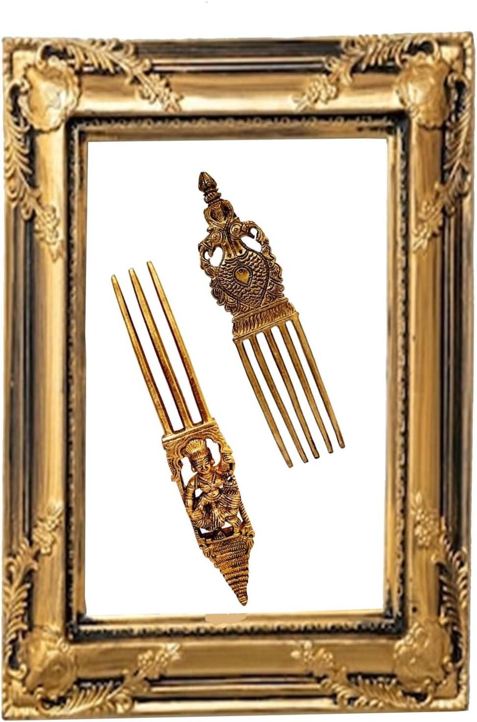 Purpledip Brass Wall Decor Accent Figurine: Apsara, A Mythical Dancing Beauty (12649A)