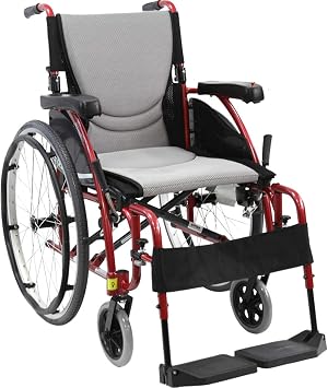 Karman Healthcare S-Ergo 115 18" Seat Width, Ultra Lightweight Ergonomic Wheelchair, Fixed Wheels - 25 lbs in Rose Red
