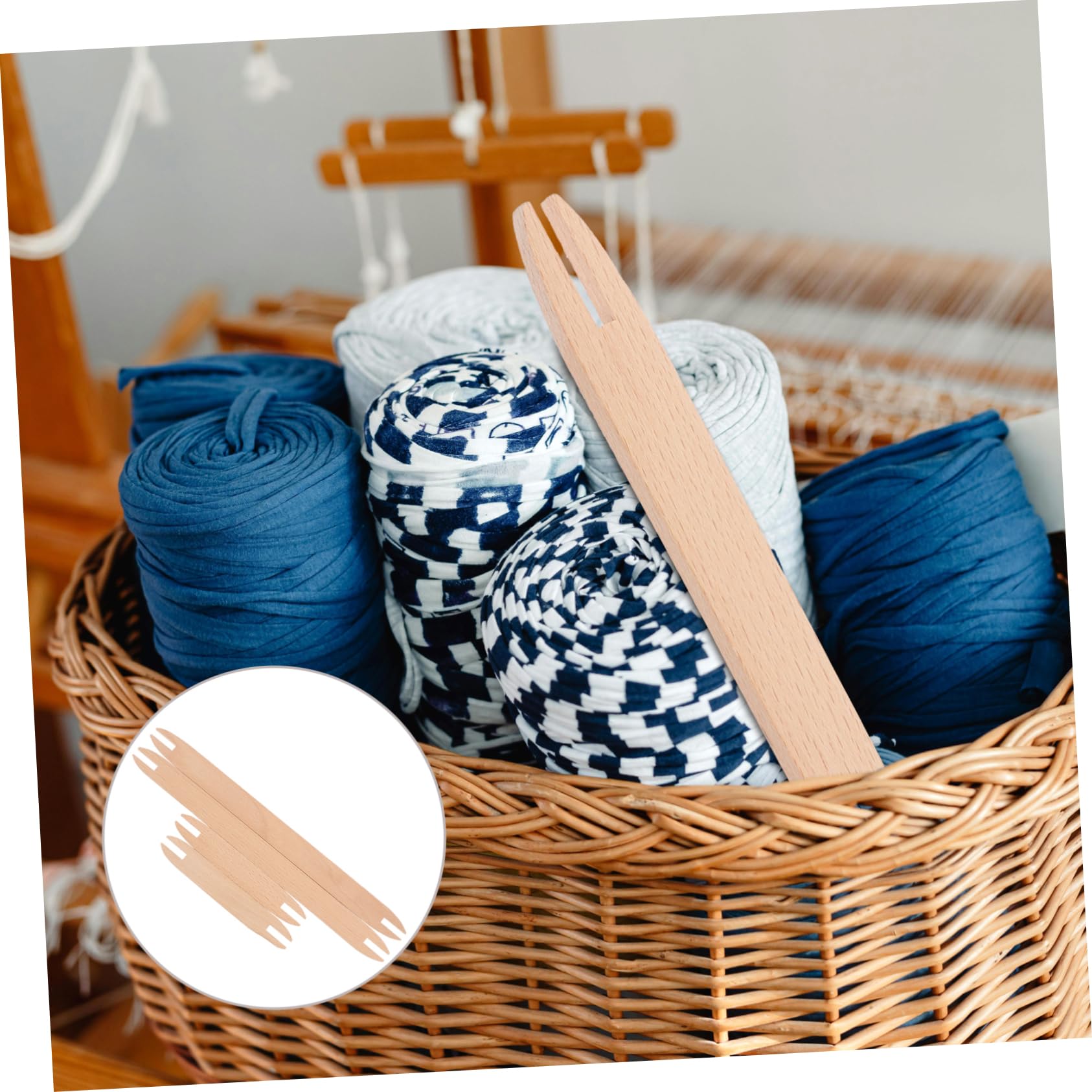 Lurrose Lot De 4 Outils De Tissage Légers en Bois pour Le Tissage Le Tricot Les Navettes en Bois Les Accessoires De Tissage 4 Pièces X 4