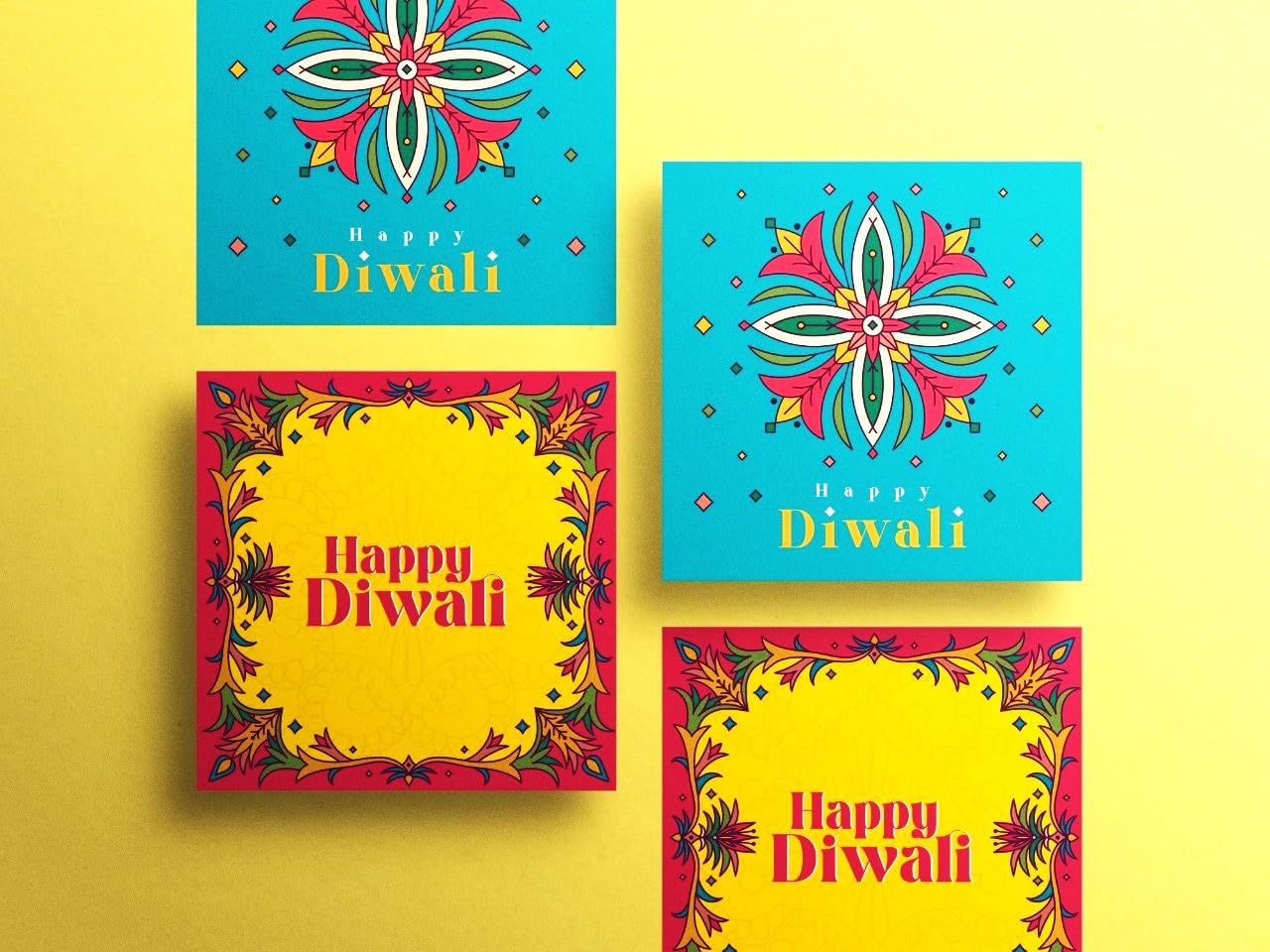 Giftinghouse Premium Diwali Cards Multipack with Envelopes, 8/12 Pcs of Happy Diwali Cards, Eco-Friendly - Image 3
