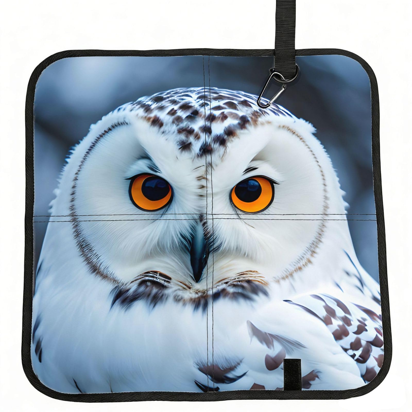 NImongt Snowy Owl Eyes Print Portable Chair Pad Foldable Seat Cushion Outdoor Seating Office Picnic Camping