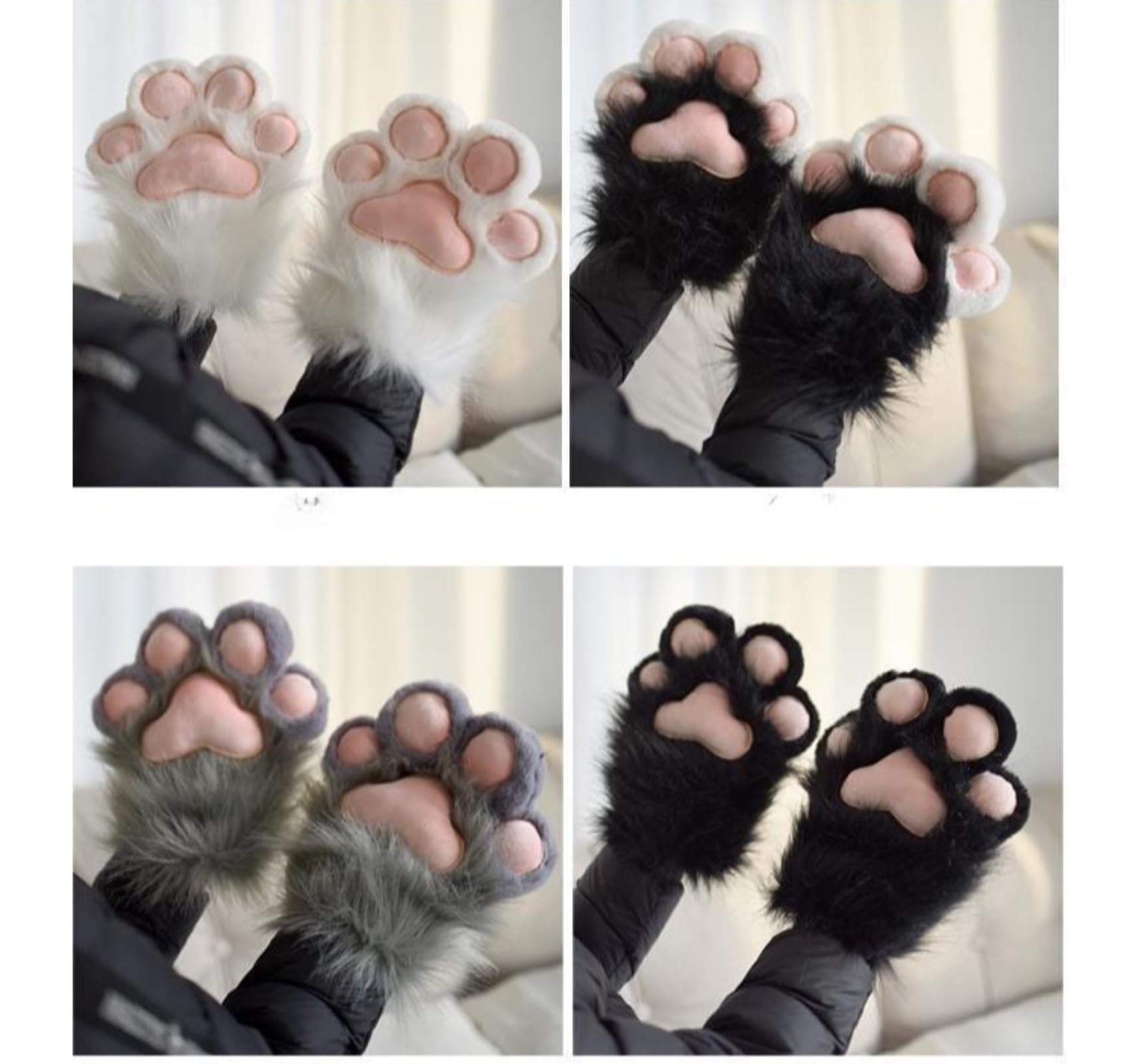 1 para Plush Fur Paws Mittens, Fursuit Paws, Cat Paw Gloves, Furry Paw Gloves Plush Furry Paws Mittens Therian Gloves