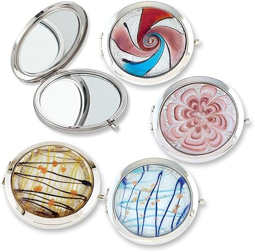 Espejo compacto de vidrio artístico (juego de 4)