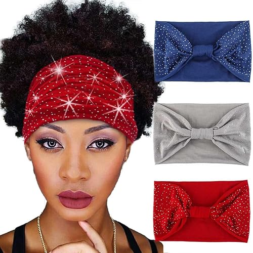Aceorna Diademas anchas de diamantes de imitación elásticas para senderismo, turbante negro, bandas para la cabeza de entrenamiento deportivo,