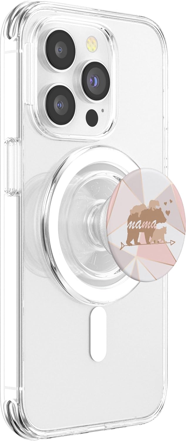 Mama Bear 3 Cubs Riding Back Cute Cell Accessory Women Gifts PopSockets MagSafe PopGrip for iPhone