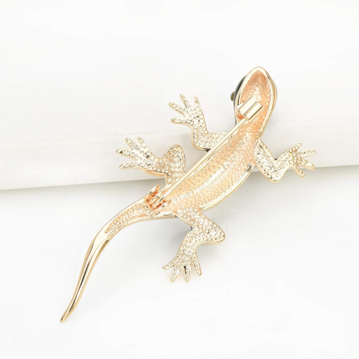 Antique Crystal Lizard Brooch Pin Black Enamel Trinidad and