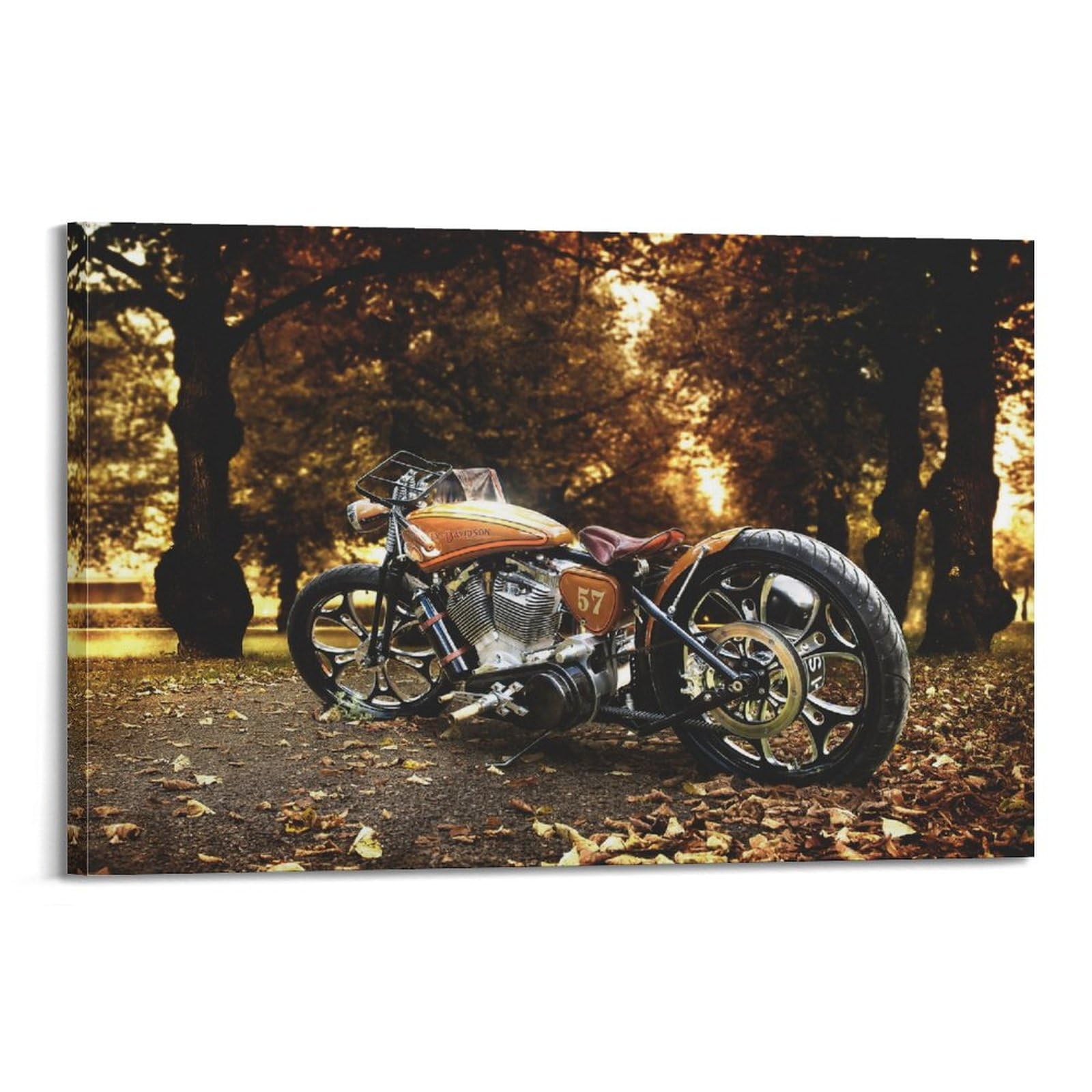 ECHUN Motorbike Poster for Harley-Davidson in The Woods Decorative Canvas Wall & Art Picture Painting 12x18inch(30x45cm)