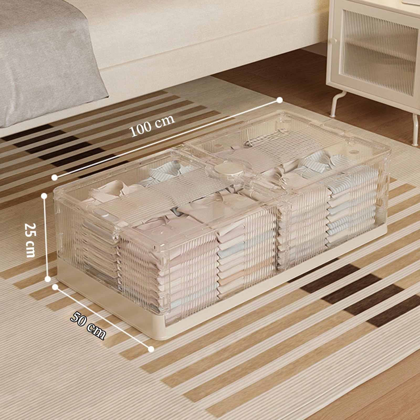 2 Stück 125 L Unterbett Aufbewahrungsbox Mit Deckel, Unterbettkommode Mit Rollen, Aufbewahrungsboxen Unter Dem Bett, Unterbett-AufbewahrungsbehäLter für Kleidung, Schuhe Und Bettdecken, 100x50x25CM