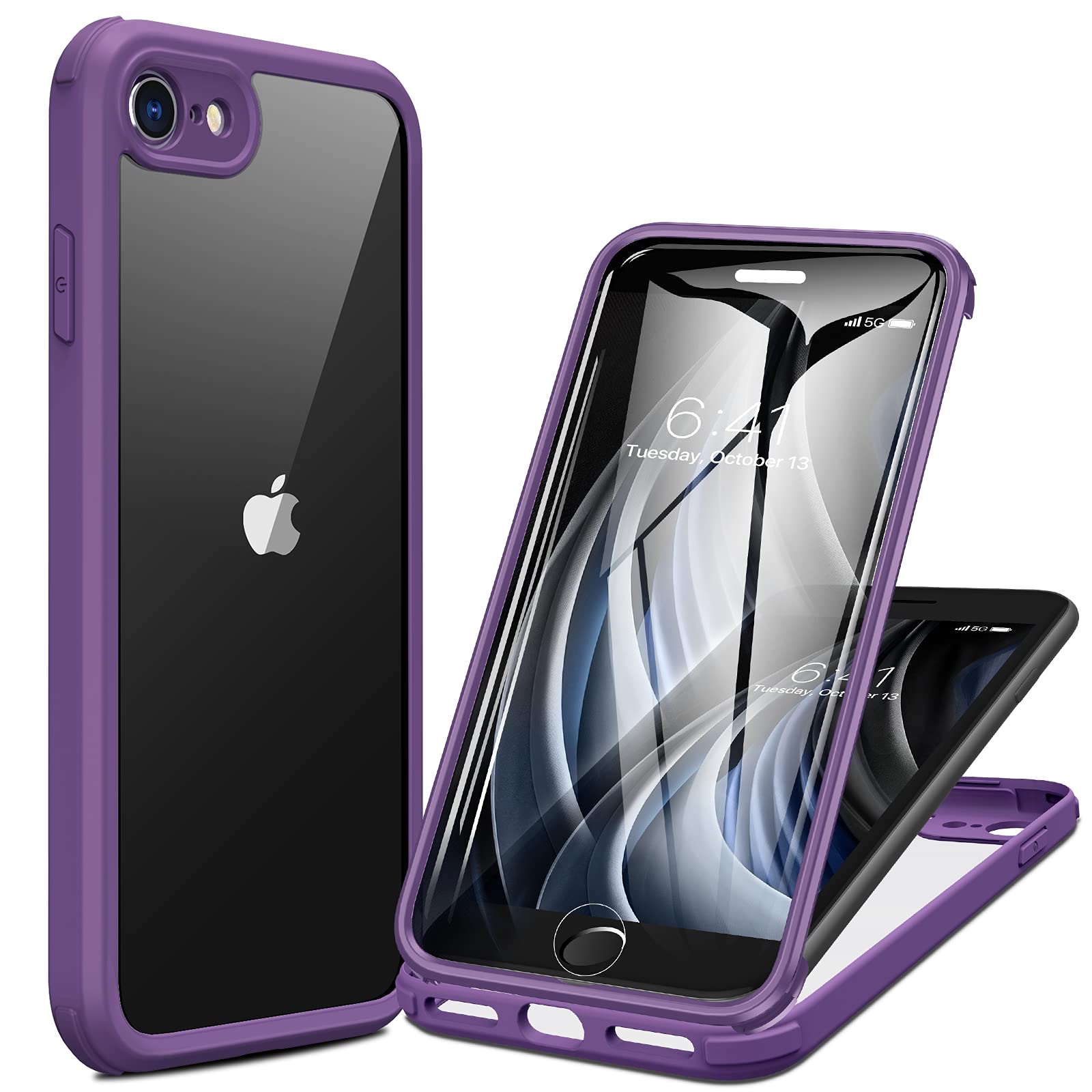 Miracase Crossbody Phone Lanyard Cases, Clip and Go Strap for iPhone SE, Adjustable Crossbody Cell Belt with Zippered Pouch, Neck Shoulder Cell Lanyard for Women, Purple