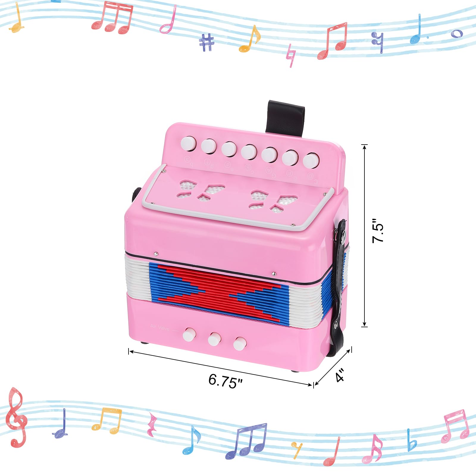 sourcing map Accordéon - 10 touches - Mini instrument de musique - Cadeau éducatif pour enfants débutants - Rose clair