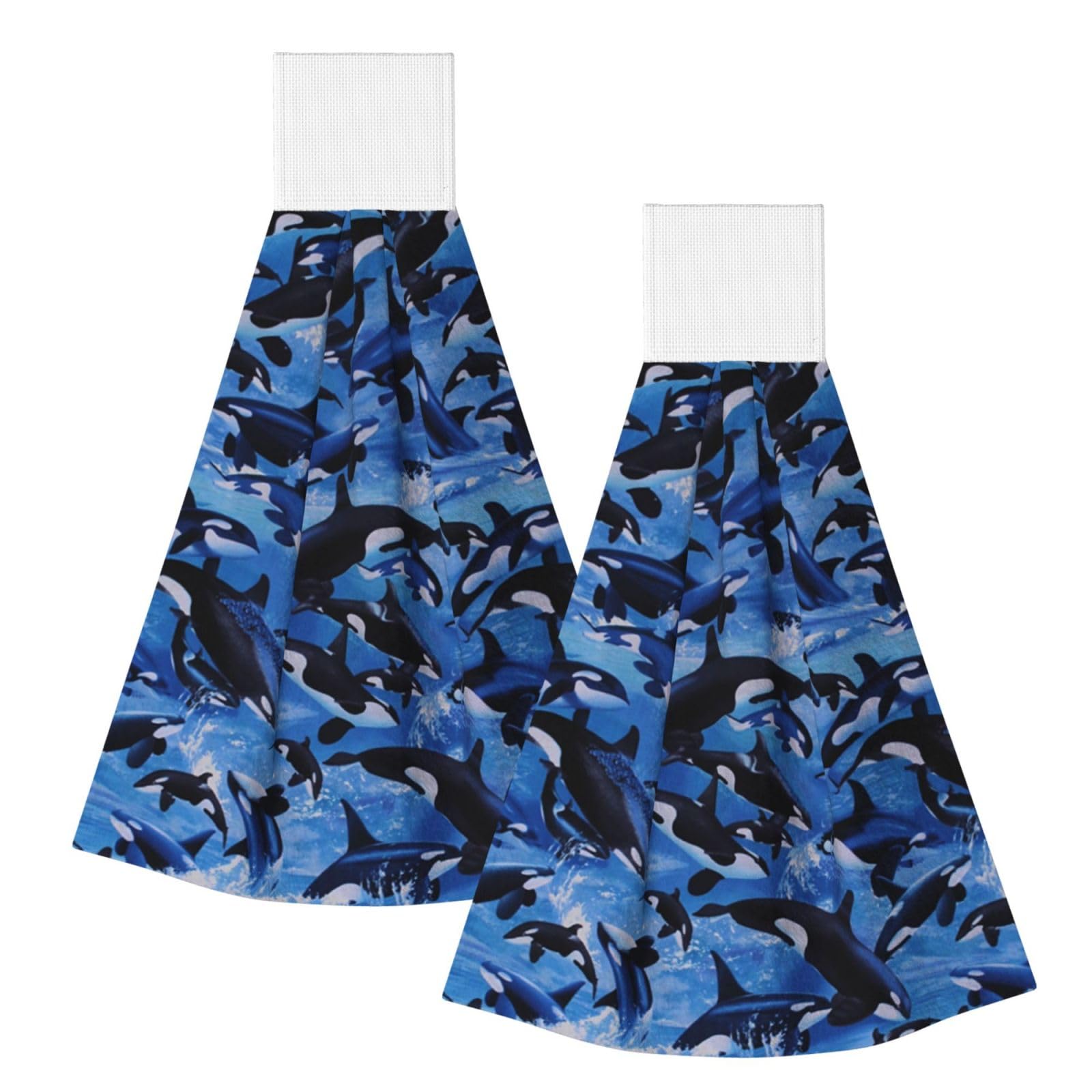 DOPKLNA Killer Whale, 2 Pcs Hanging Coral Fiber Hand Towels for Bathroom, Absorbent Kitchen Towels