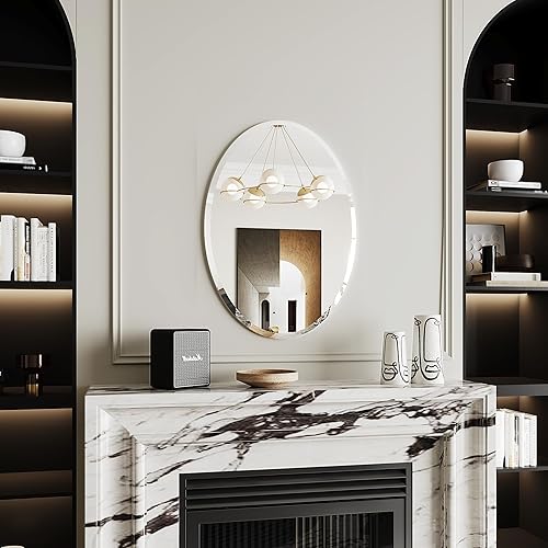 Miniatura 23 de Espejos ovalados, espejos ovalados de baño, espejo de baño de 24 x 36 pulgadas, espejos decorativos de pared, espejos de baño para sobre el Negro