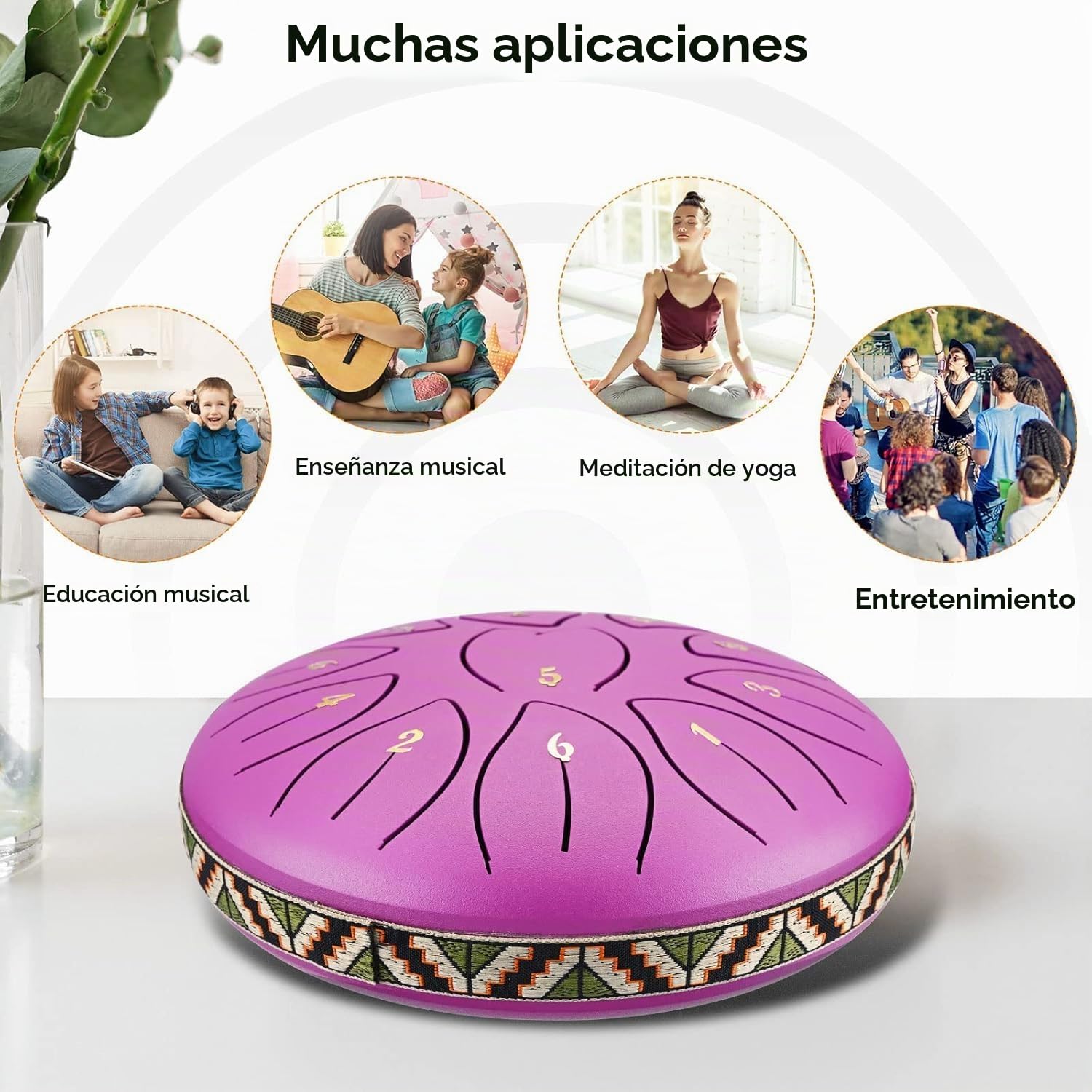 Tambor de Lengua de Acero 6 Pollici e 11 note per Bambini, Strumento a Percussione C-Key Handpan Tambor Rain Drum con Borsa Morbida, Libro di Musica, 2 Mazzuoli per la Meditazione o lo Yoga