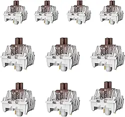 Interruptores de teclado marrom pré-lubrificados 3 pinos 50gf RGB interruptor linear para teclado mecânico de jogos (marrom, 36 peças)