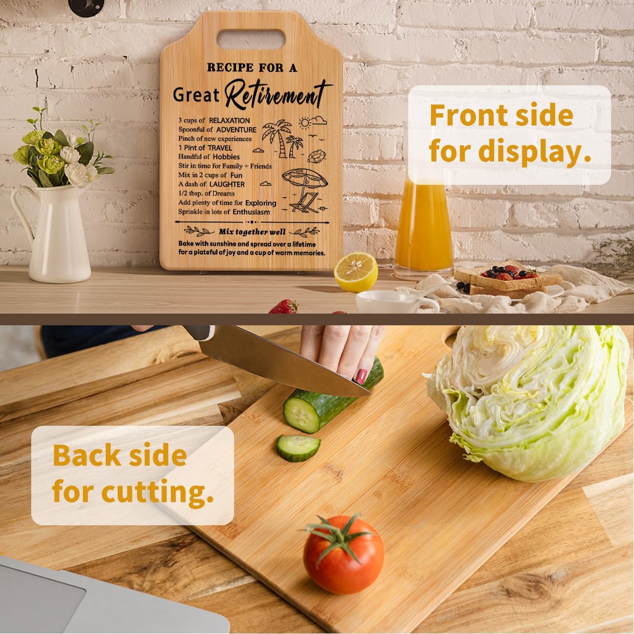 Retirement Gift for Woman, Unique Happy Retirement Cutting Board for Men 2025, Gift for Retired Women, Coworkers, Best Retirement Gifts for Women - Image 4