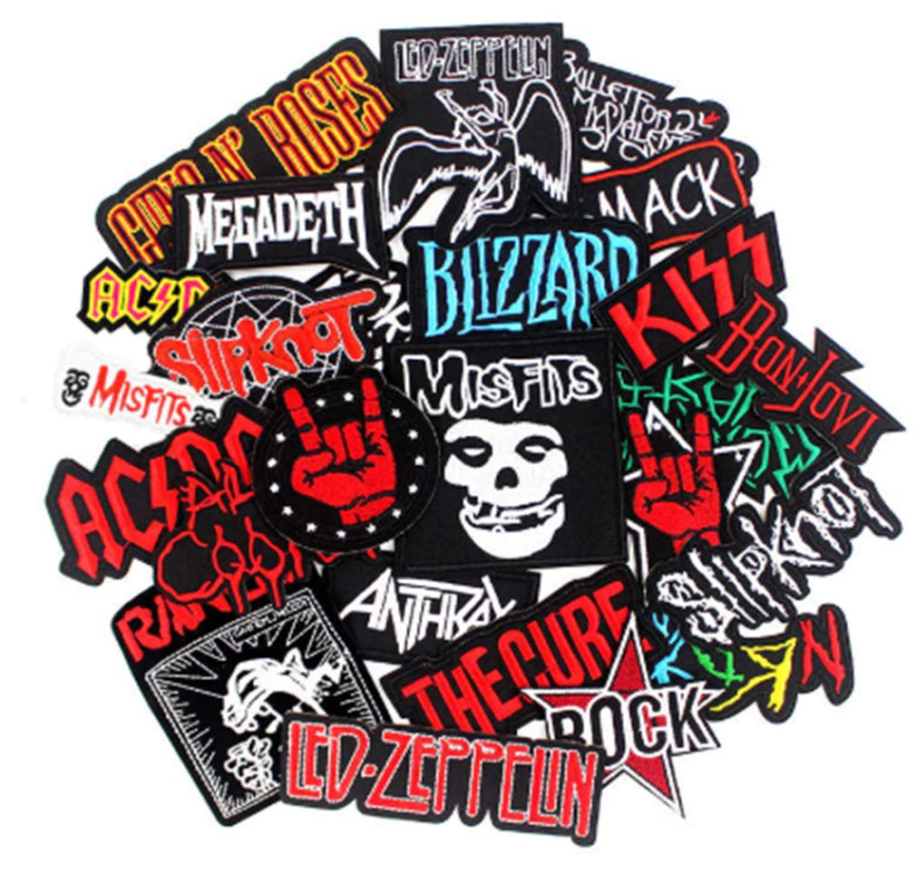 25pcs Heavy Meta Band Patches Iron on Rock Music Badges Hippie Punk