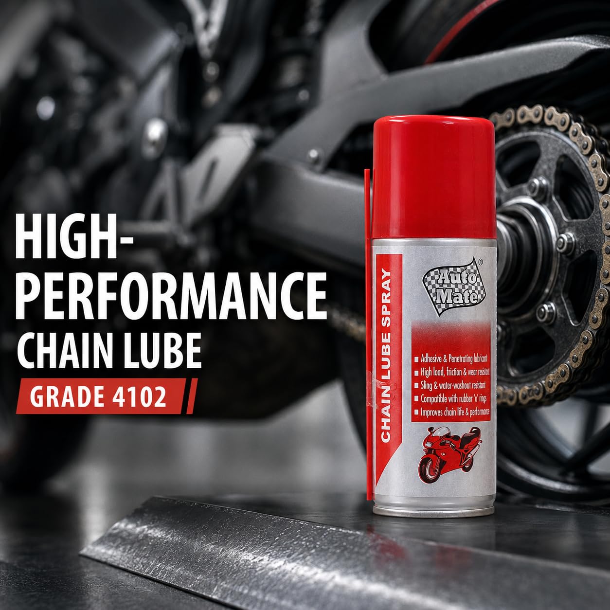 AUTO MATE AEROL Chain Lube Spray for Bikes & Cycles | Premium Bike Chain Lubricant & Chain Protector | Reduces Friction, Prevents Rust & Wear | Smooth Performance | 65g/100ml 2
