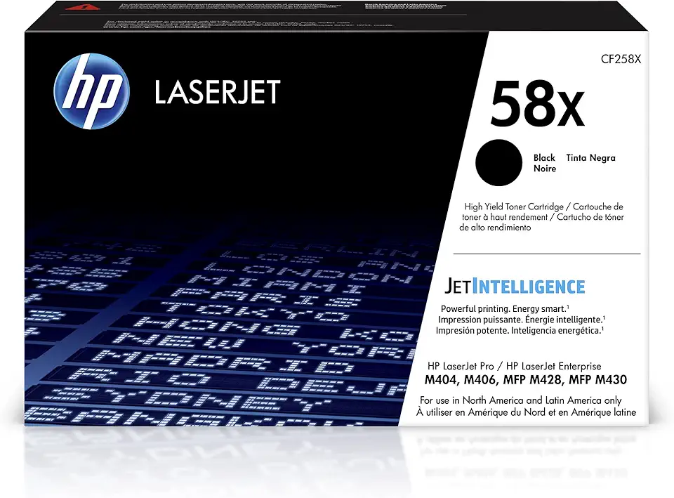 HP 58X Black Toner Cartridge Printers | Works with LaserJet Enterprise M406dn, MFP M430f; LaserJet Pro M404 Series, MFP M428 Series | CF258X
