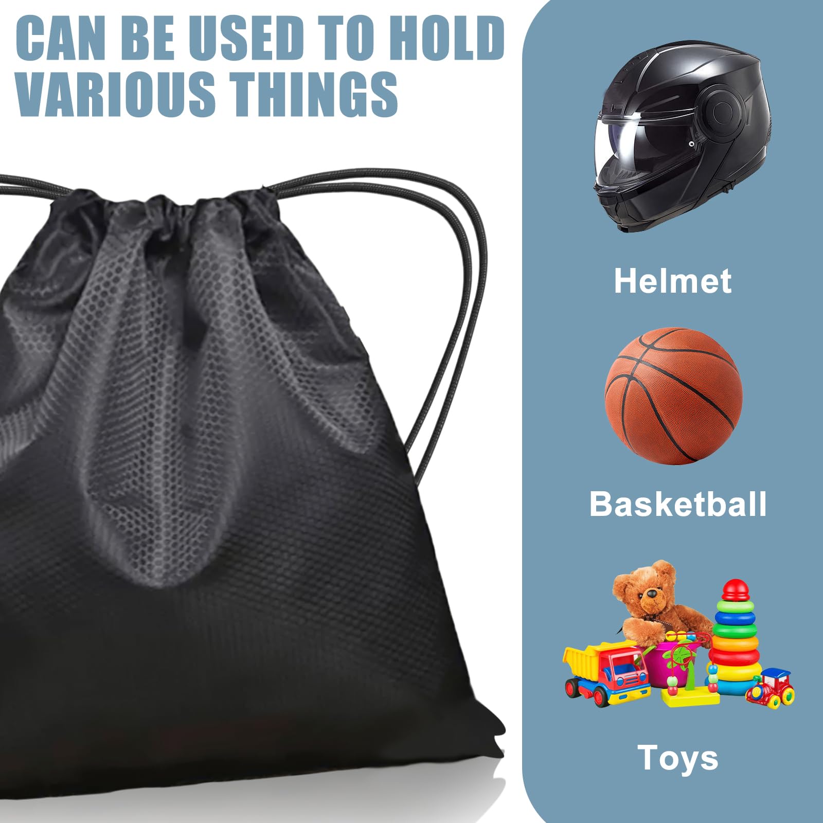 2 Bolsas para Casco de Motocicleta: 50 x 50 cm, Impermeable, Con Cordón - Para Moto, Bicicleta, Esquí, Baloncesto - Color Negro