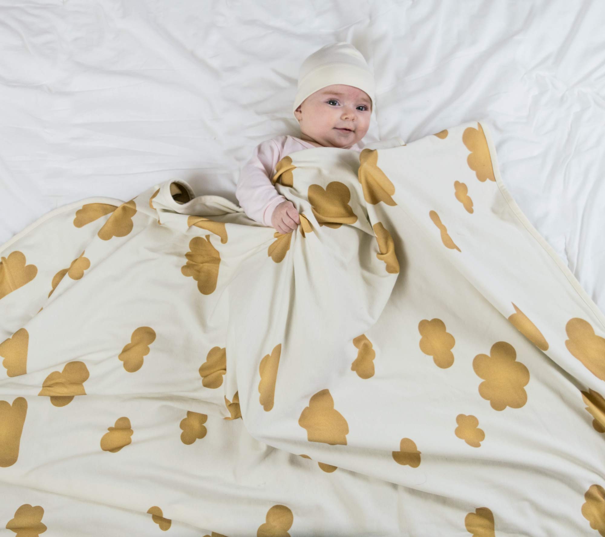 Coperta in lana per neonati e bambini | 100% lana merino strato interno e 100% cotone organico | regolazione della temperatura | Extra Large | morbida coperta comfort | (TAN)